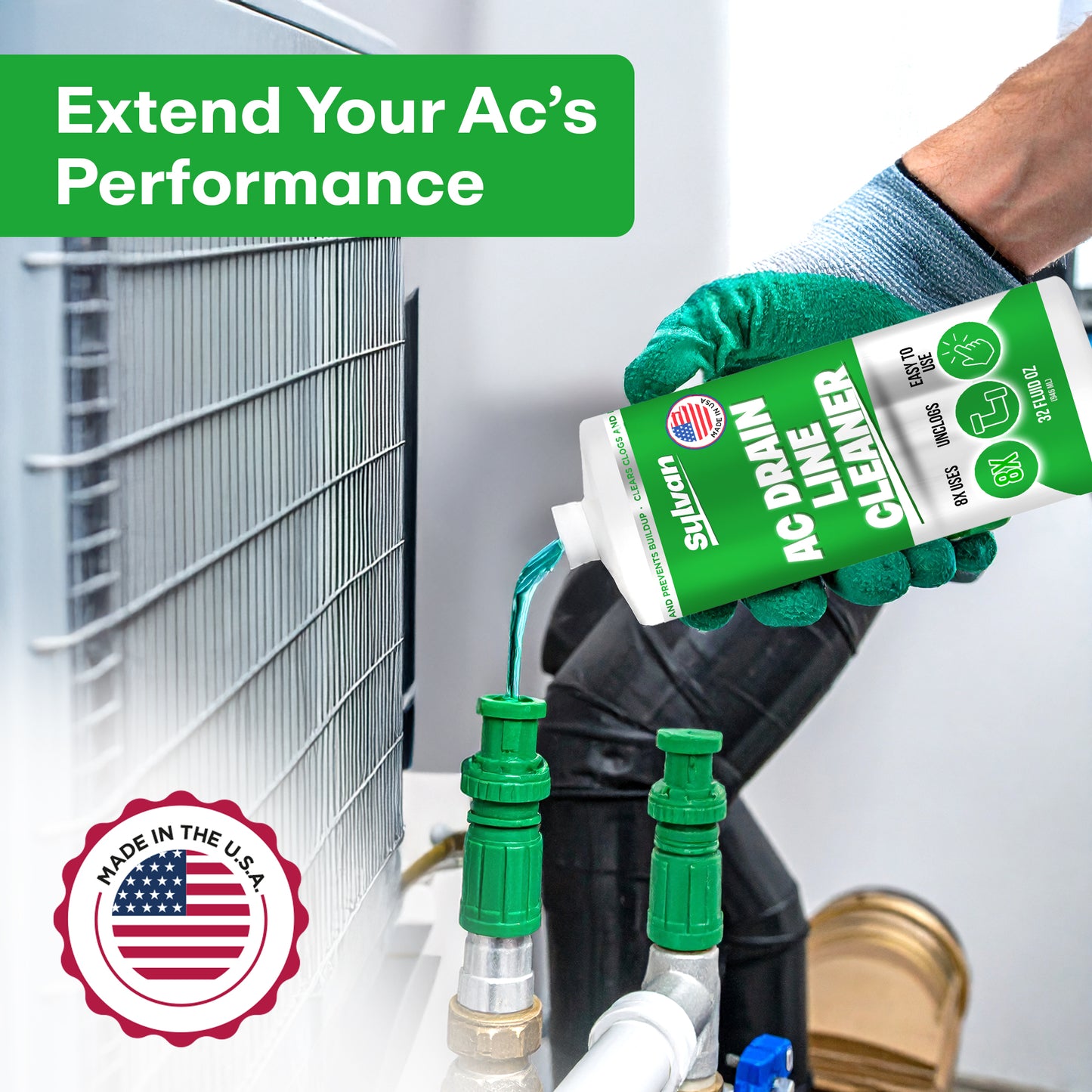 AC Drain Line Cleaner (32 Oz.) + Free XXL Drain Brush