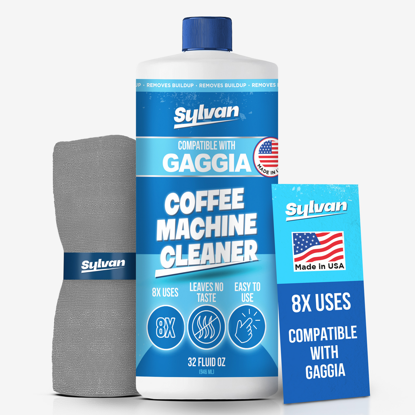 Coffee Machine Cleaner (32 Oz.) - Compatible with Gaggia + Free Barista Cloth