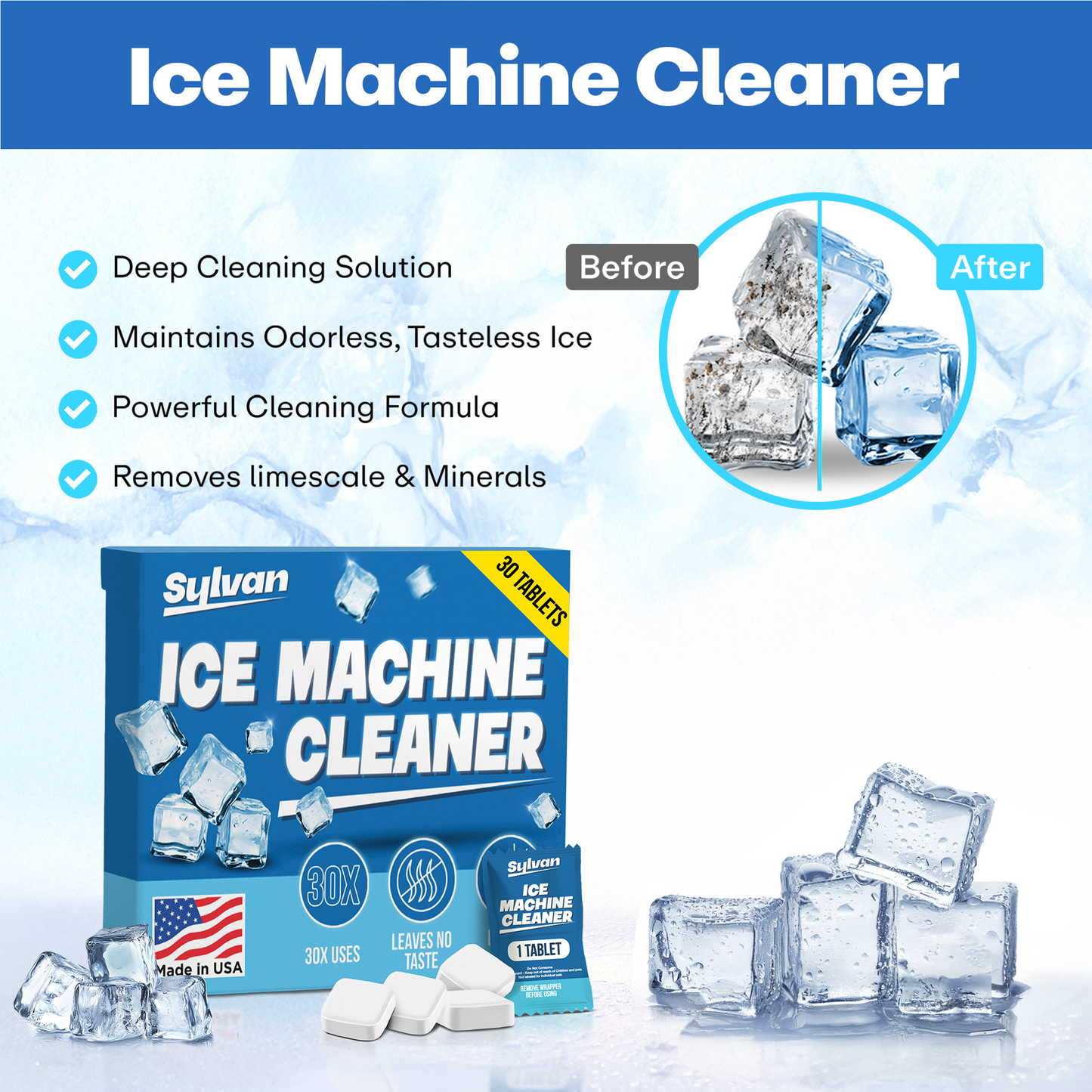 Ice Machine Cleaner Tablets (30 Pieces)