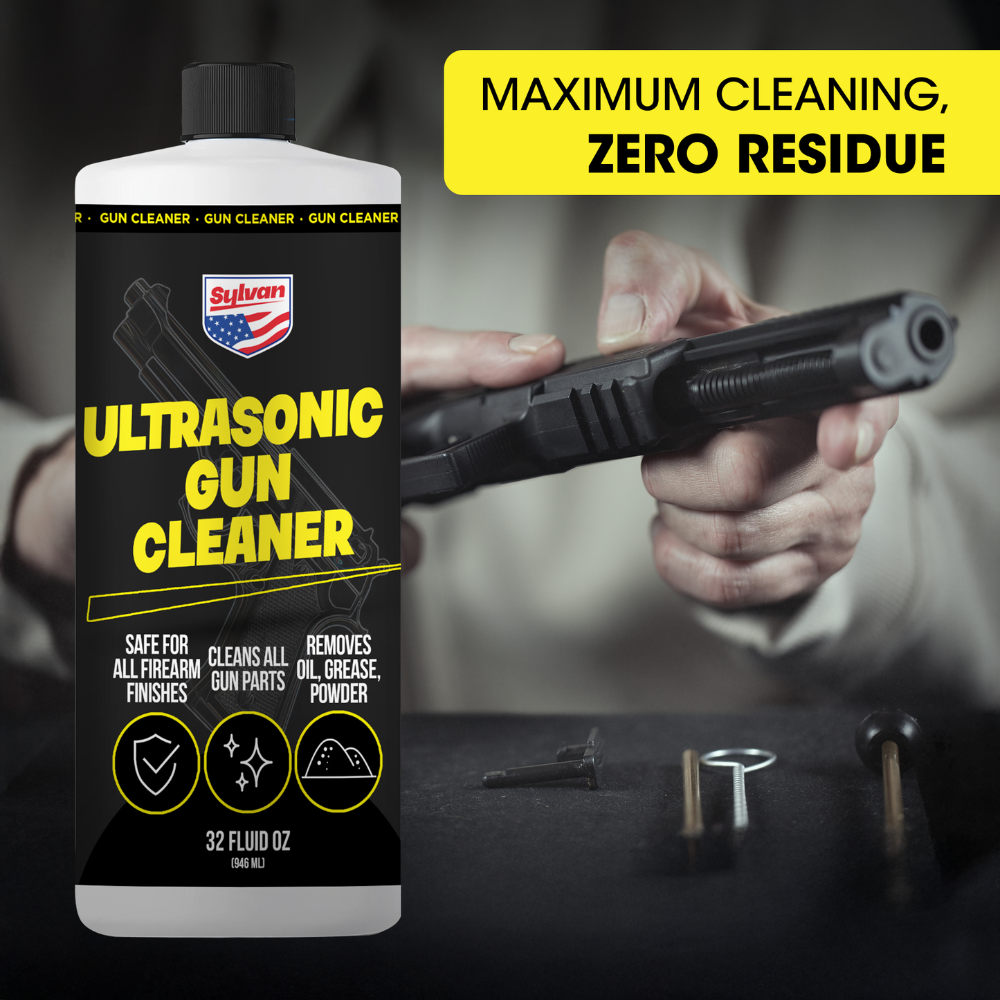 Ultrasonic Gun Cleaner Solution (32 Oz.) + Free Cleaning Cloth