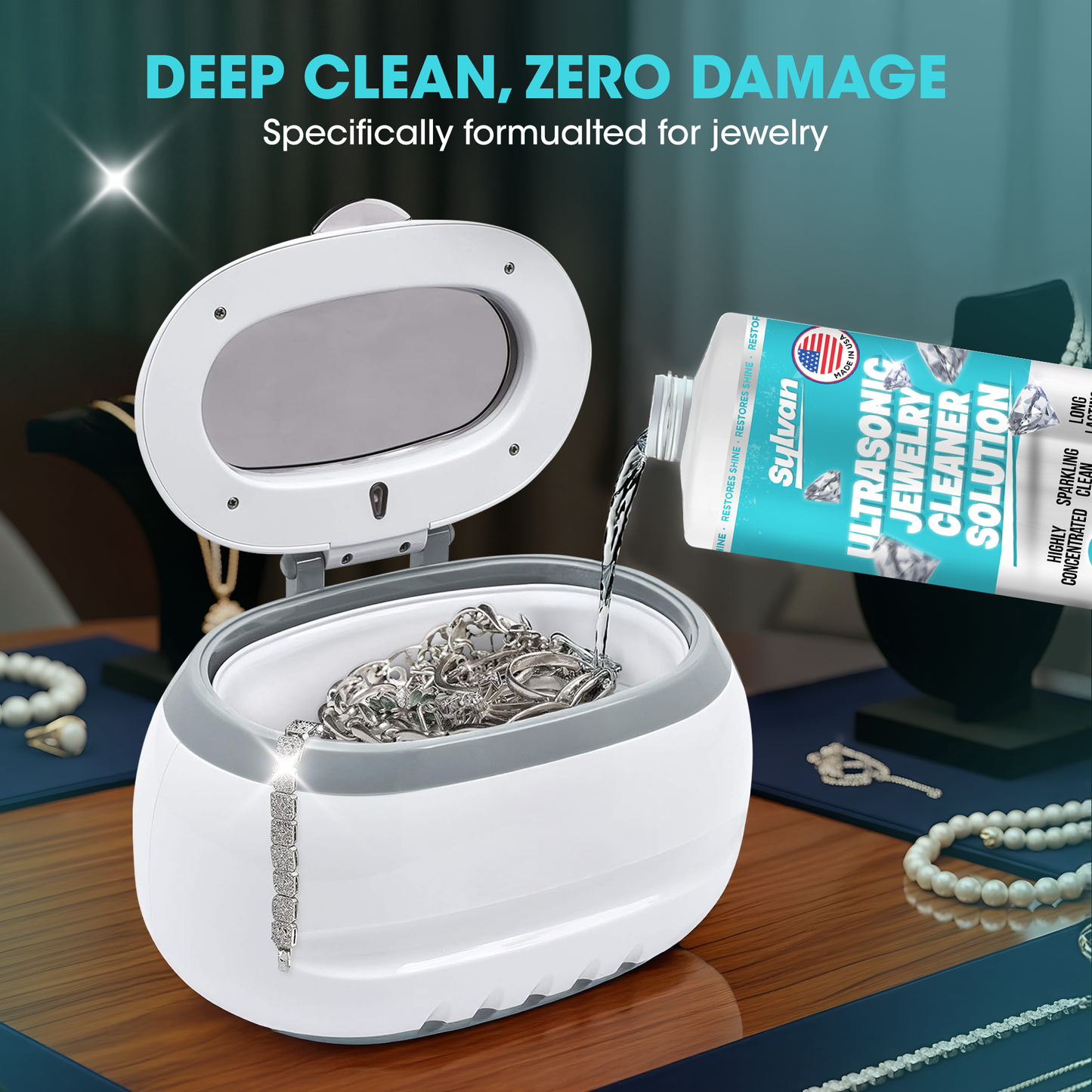 Ultrasonic Jewelry Cleaner (32 Oz.) + Free Cloth