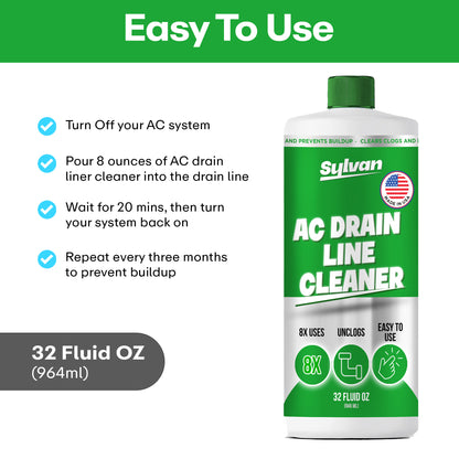 AC Drain Line Cleaner (32 Oz.) + Free XXL Drain Brush