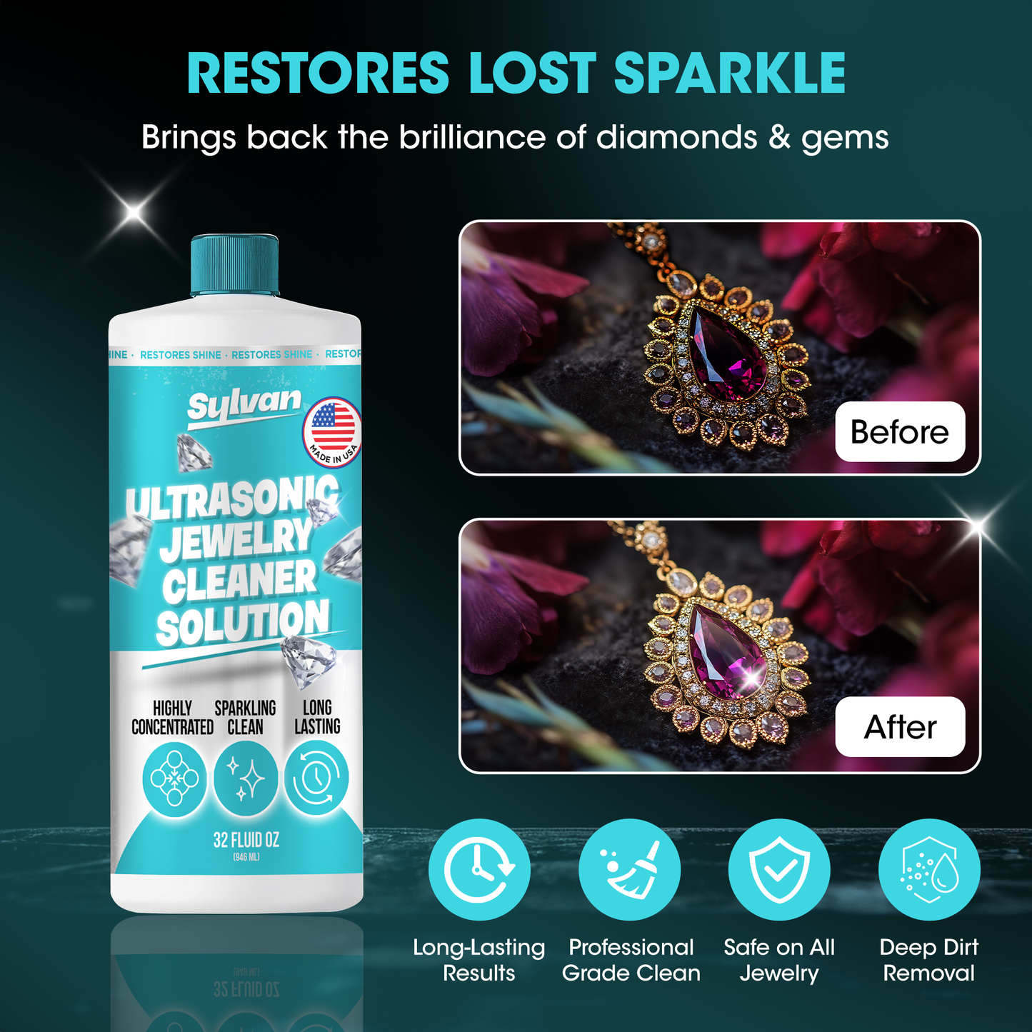 Ultrasonic Jewelry Cleaner (32 Oz.) + Free Cloth