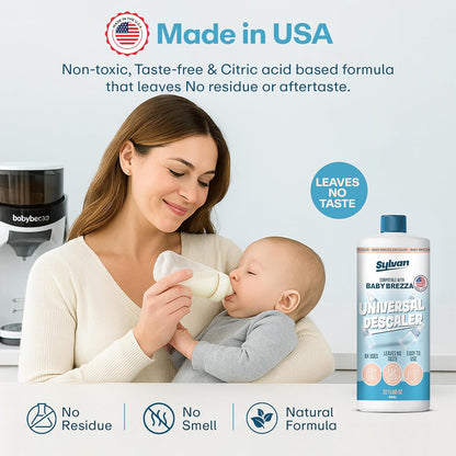 Descaler Compatible with Baby Brezza Machines (32 Oz) + Free Cloth