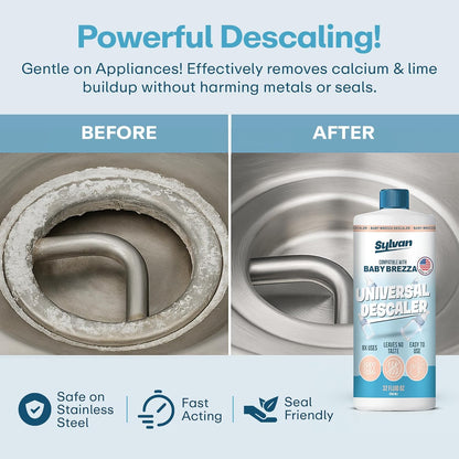 Descaler Compatible with Baby Brezza Machines (32 Oz) + Free Cloth