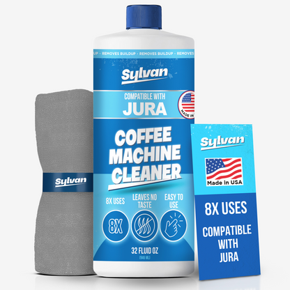 Coffee Machine Cleaner (32 Oz.) - Compatible with Jura + Free Barista Cloth