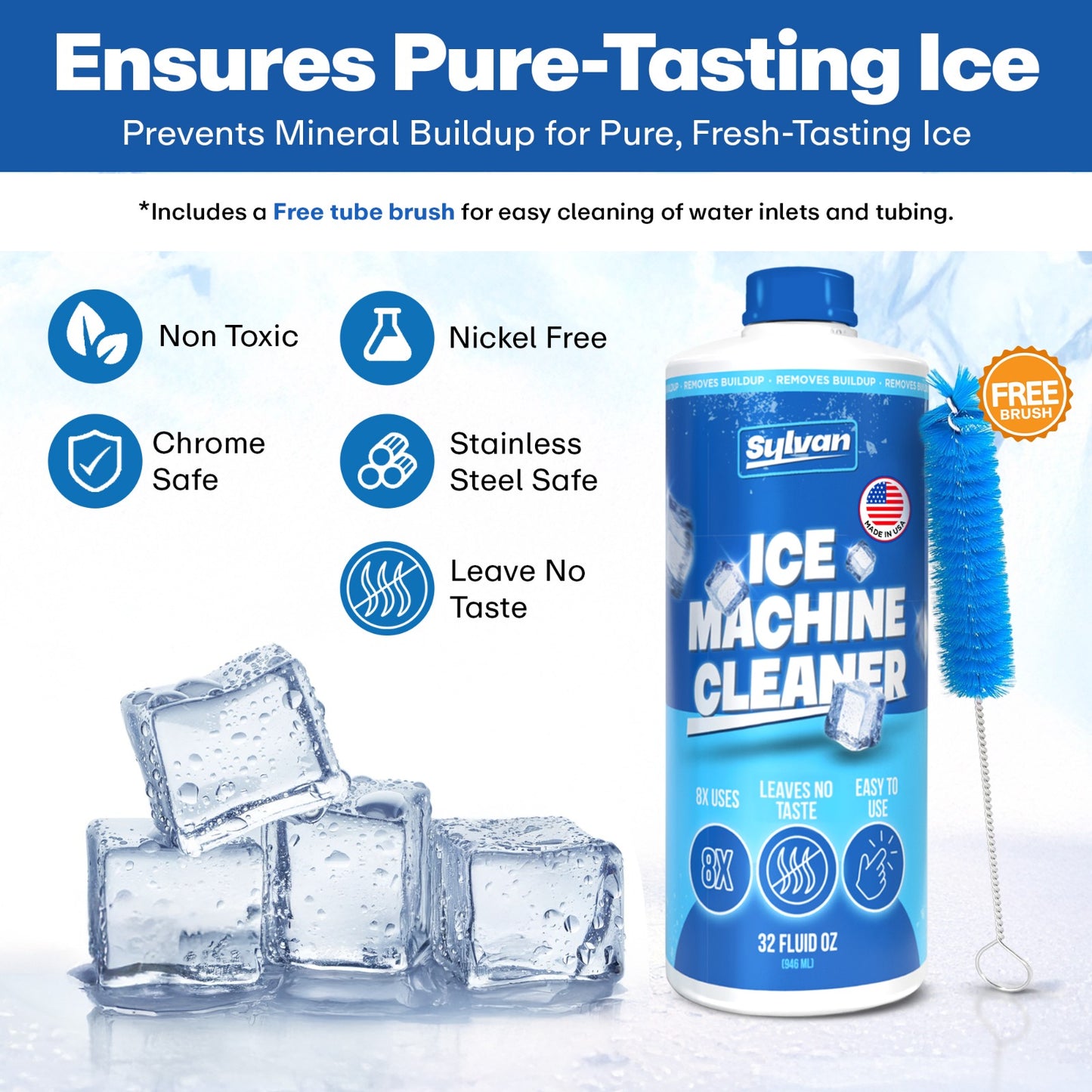 Ice Machine Cleaner (32 Oz.) + Free Brush